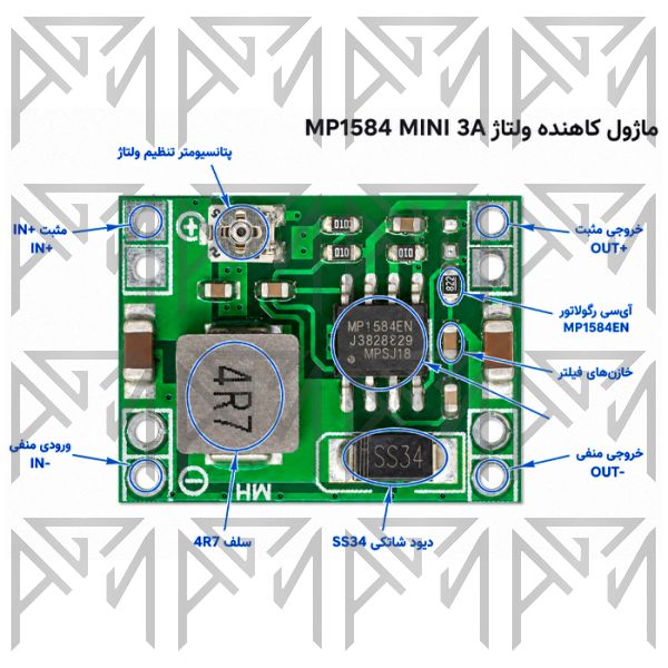 ماژول رگلاتور قابل تنظیم MP-1584 DC-DC