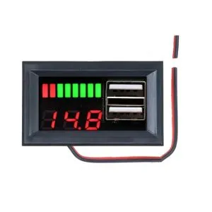 ماژول نمایشگر شارژ باتری 12-60 ولت + پورت USB شارژ