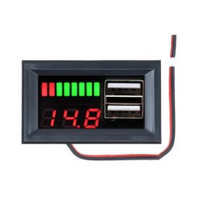 ماژول نمایشگر شارژ باتری 12-60 ولت + پورت USB شارژ