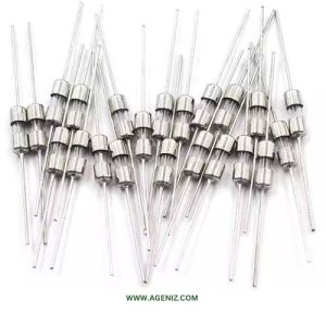 فیوز شیشه‌ای سیم دار 2 آمپر 250 ولت سایز 3.6x10