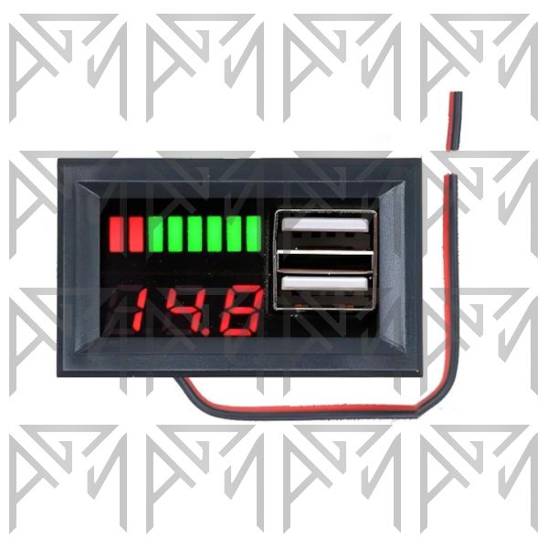 ماژول نمایشگر شارژ باتری 12-60 ولت + پورت USB شارژ